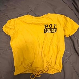 girls cute yellow slogan top